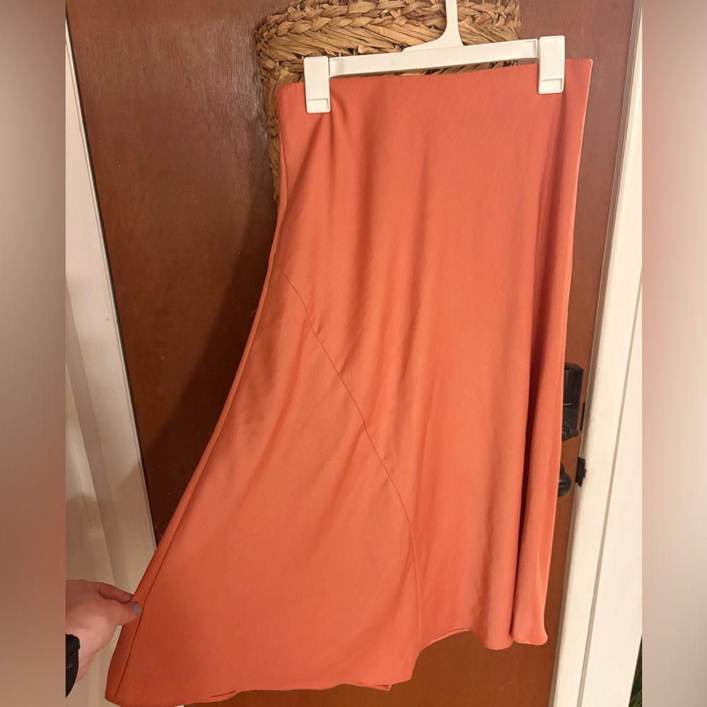 A New Day Midi Skirt | Coral/Terracotta | Size M | Flowy + Flattering